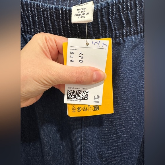 H&M denim pull on pants size XL. NWT 100% cotton wide leg - Picture 6 of 15
